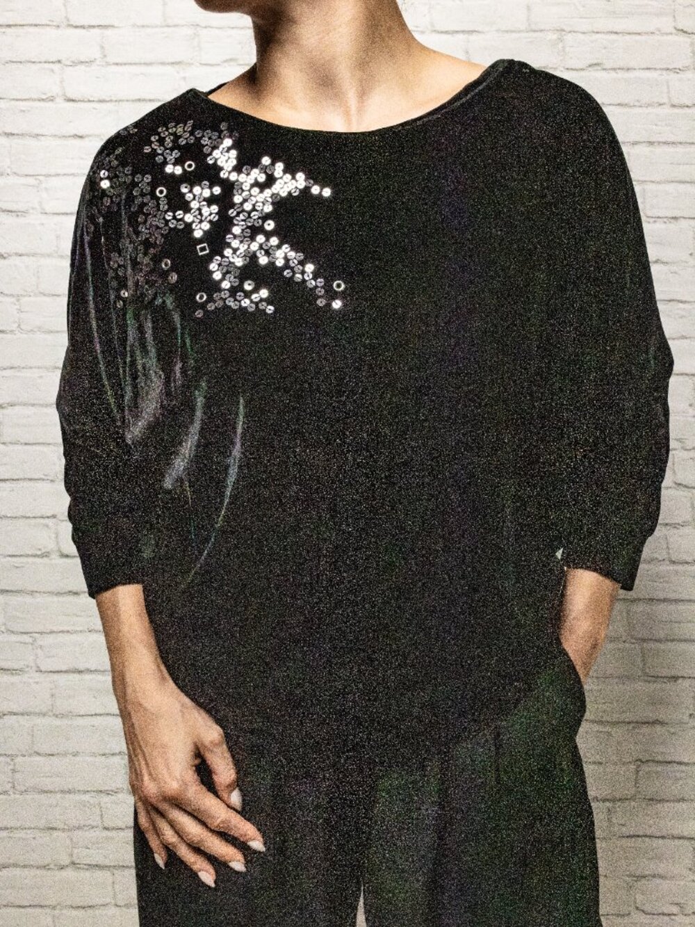 80's Velour Sequined Zena Sweater